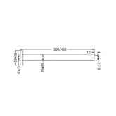 Nero Square Ceiling Arm 300mm - Brushed Gold